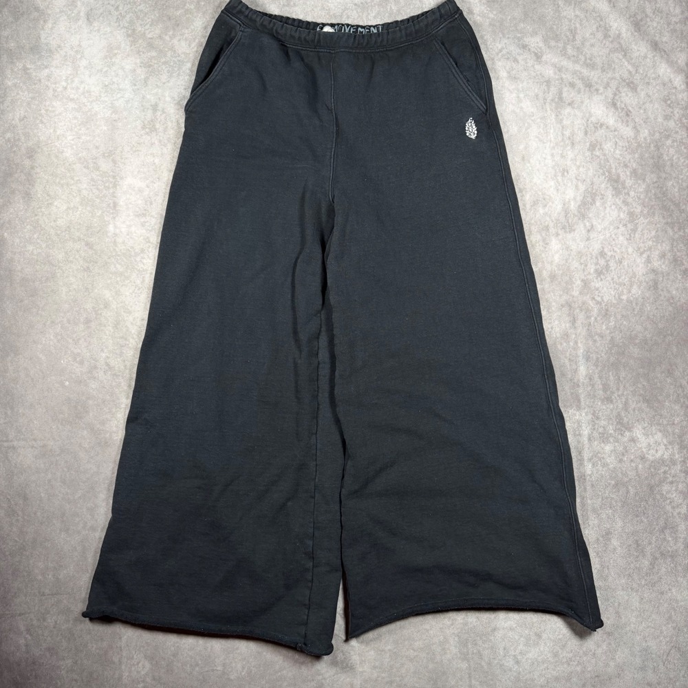FP Movement Free People Black Wide Leg Raw Hem Sweatpants Women M Loungewear